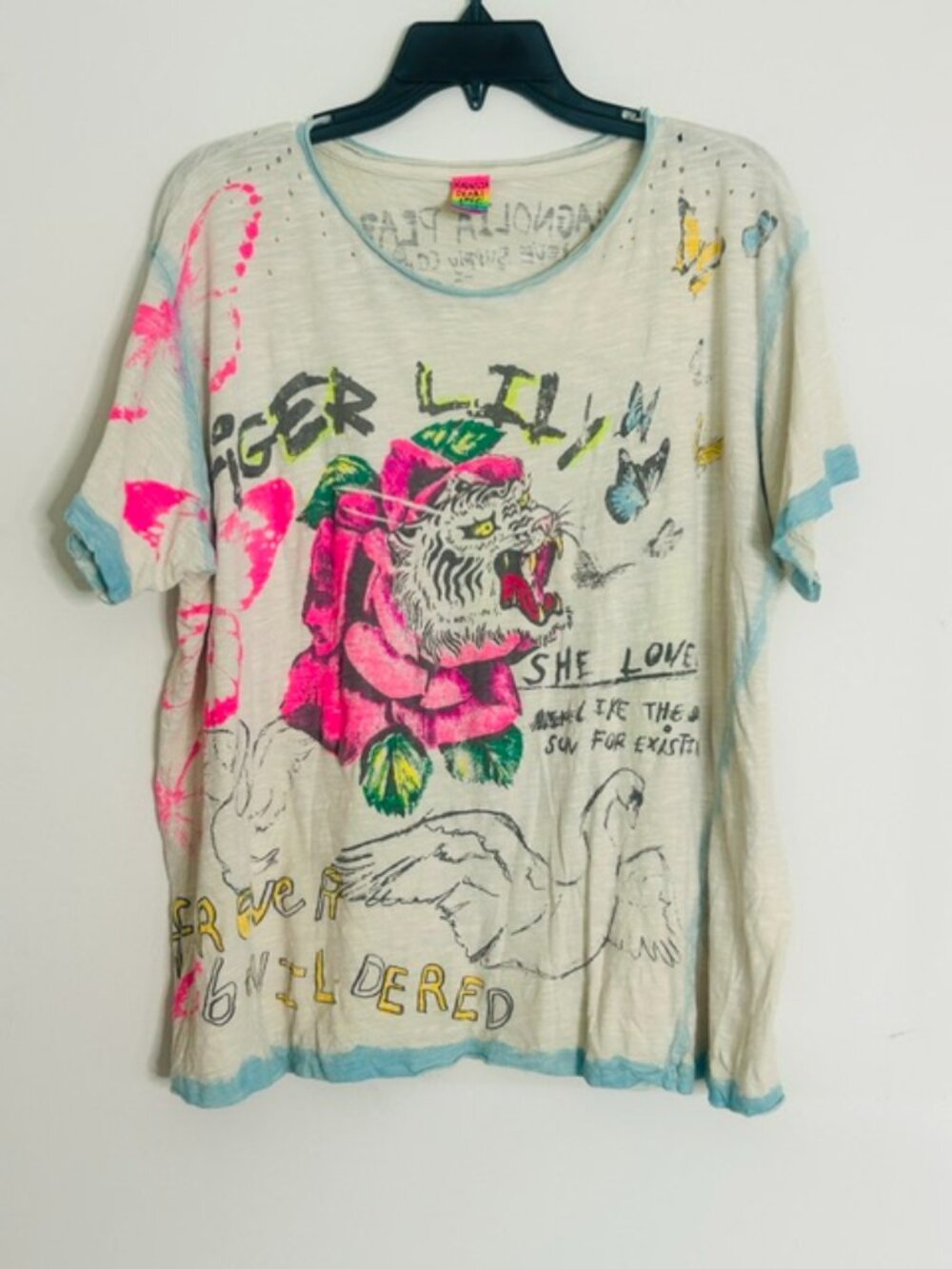 Magnolia Pearl Forever Bewildered Tiger Lily Rose Swan Butterfly Neon Accent Tee